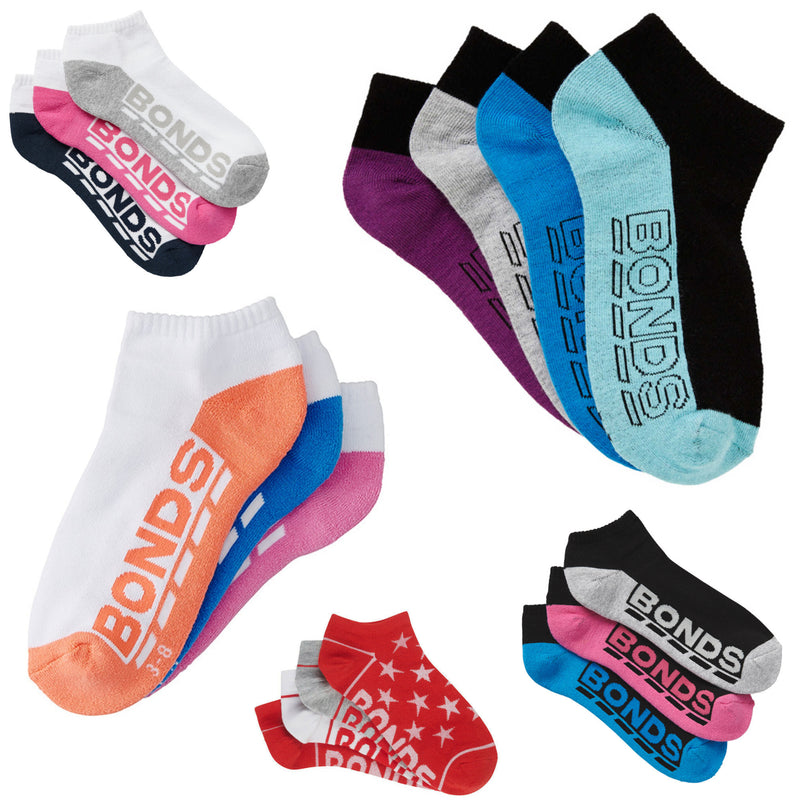 Womens Multi Pack Bonds Low Cut Ankle Sports Socks - Assorted Colours!