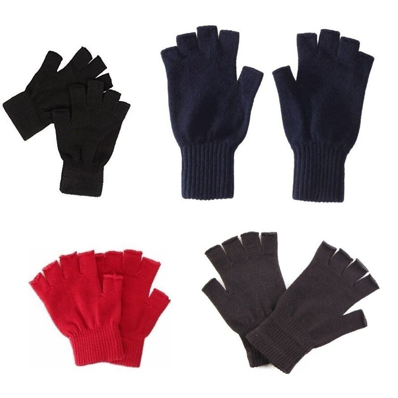 Fingerless Knitted Woven Gloves Winter Accessory Glove Black Navy Red Brown