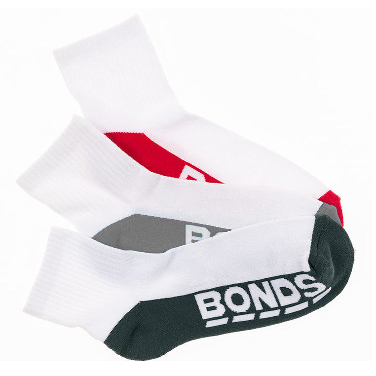 12 X Bonds Quarter Crew Socks - White Mens Cushioned