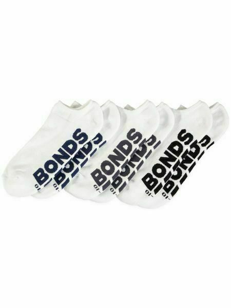 12 X Bonds Mens Logo Cushioned No Show Socks - White Grey Ankle Socks
