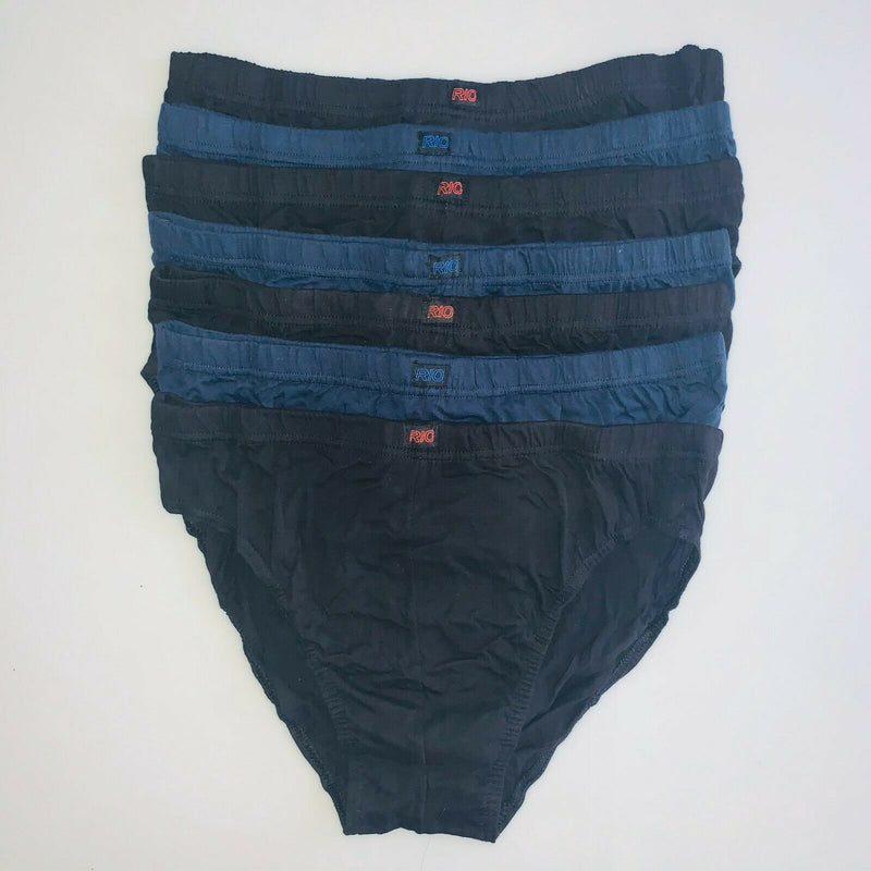 Mens Rio 7 Pairs Sexy Hipster Brief Cotton Underwear Jocks Black Briefs
