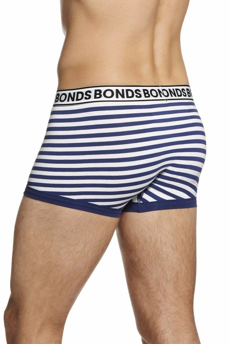 Authentic Bonds Mens Striped Fit Trunk Trunks Underwear Black Blue White Grey