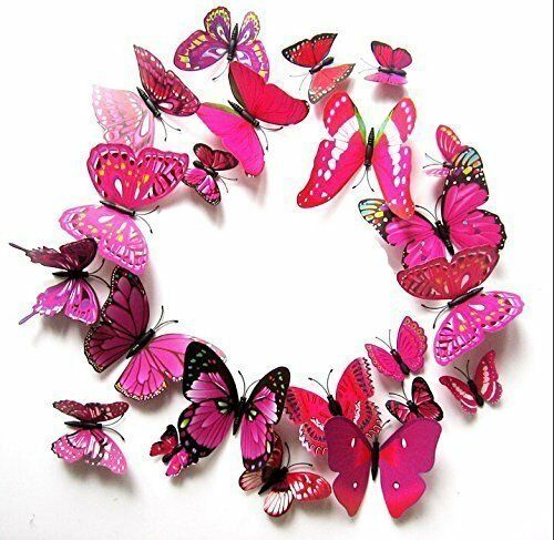 12Pcs X 3D Butterfly Wall Stickers: Removable Decals Kids Nursery Wedding Decor