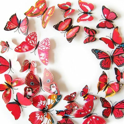 24Pcs X 3D Butterfly Wall Stickers: Removable Decals Kids Nursery Wedding Decor