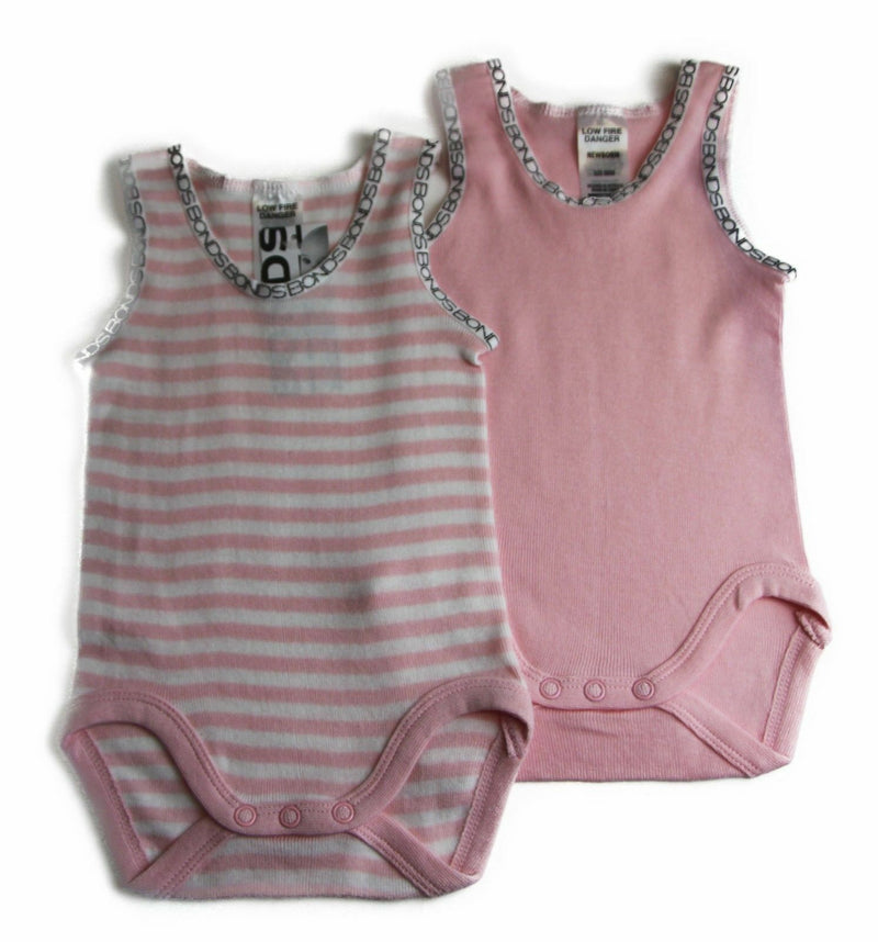 Bonds Baby Boy Girl Cotton 2 Pack Singletsuit Jumpsuit White Pink Blue Grey