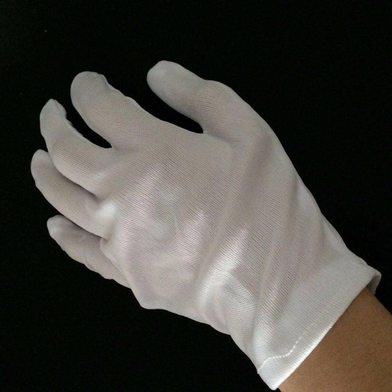 25 Pairs White Work Jewellery Handling Costume Party Cotton Soft Thin Gloves