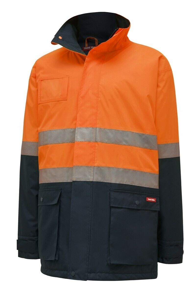Mens Hard Yakka Hi-Visibility 2 Tone Quilted Jacket Orange Fluro 3Xl