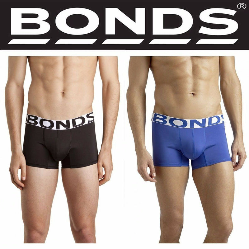 Mens Bonds Active Quick Dry Trunk Trunks Black Blue Underwear Boxers