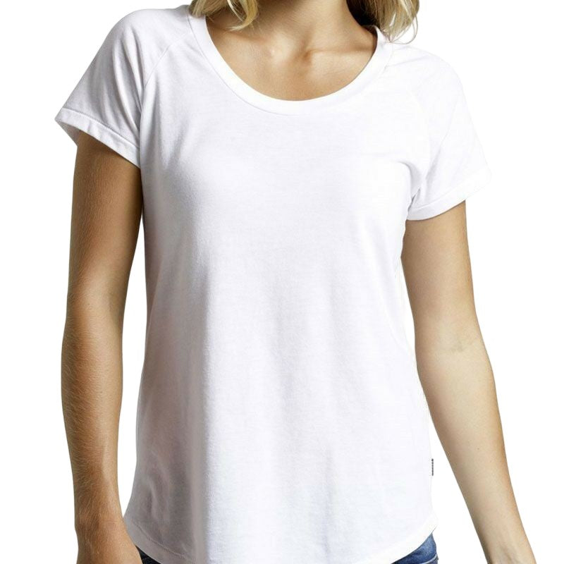 Authentic Bonds Womens Basic Raglan Tee Short Sleeve Tshirt Top Black White Grey