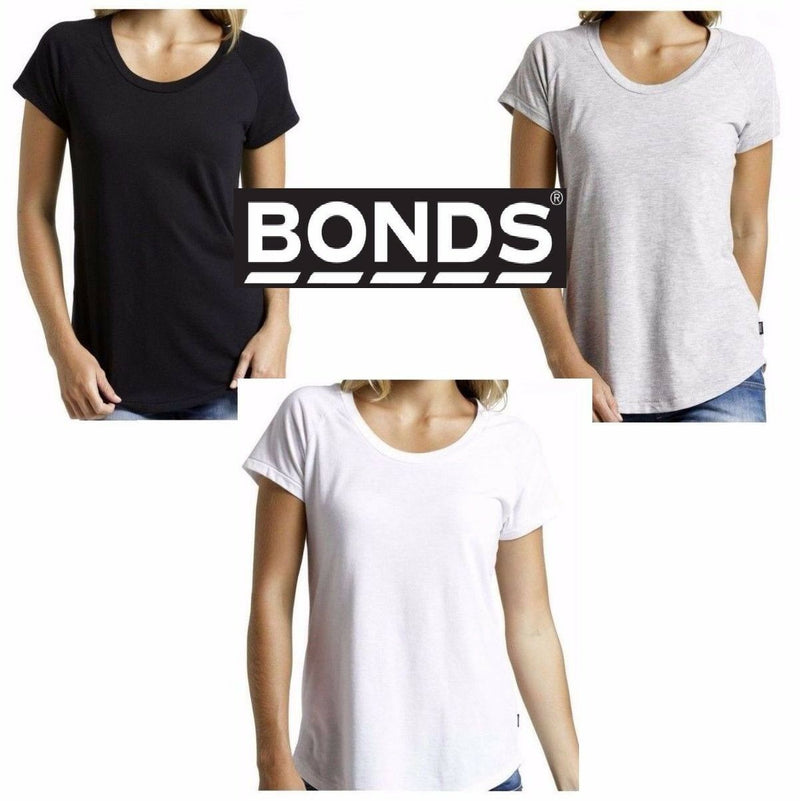 Authentic Bonds Womens Basic Raglan Tee Short Sleeve Tshirt Top Black White Grey