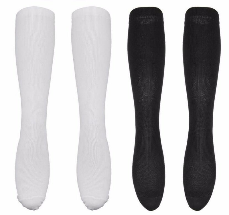 Compression Socks Flight Travel Arching Feet Varicose Veins Medical Black White