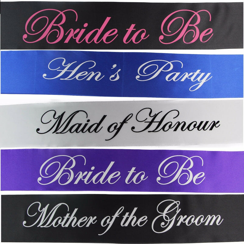 Hens Night Party Bridal Sash Sashes Bride Bridesmaid Maid Of Honour Mother Groom