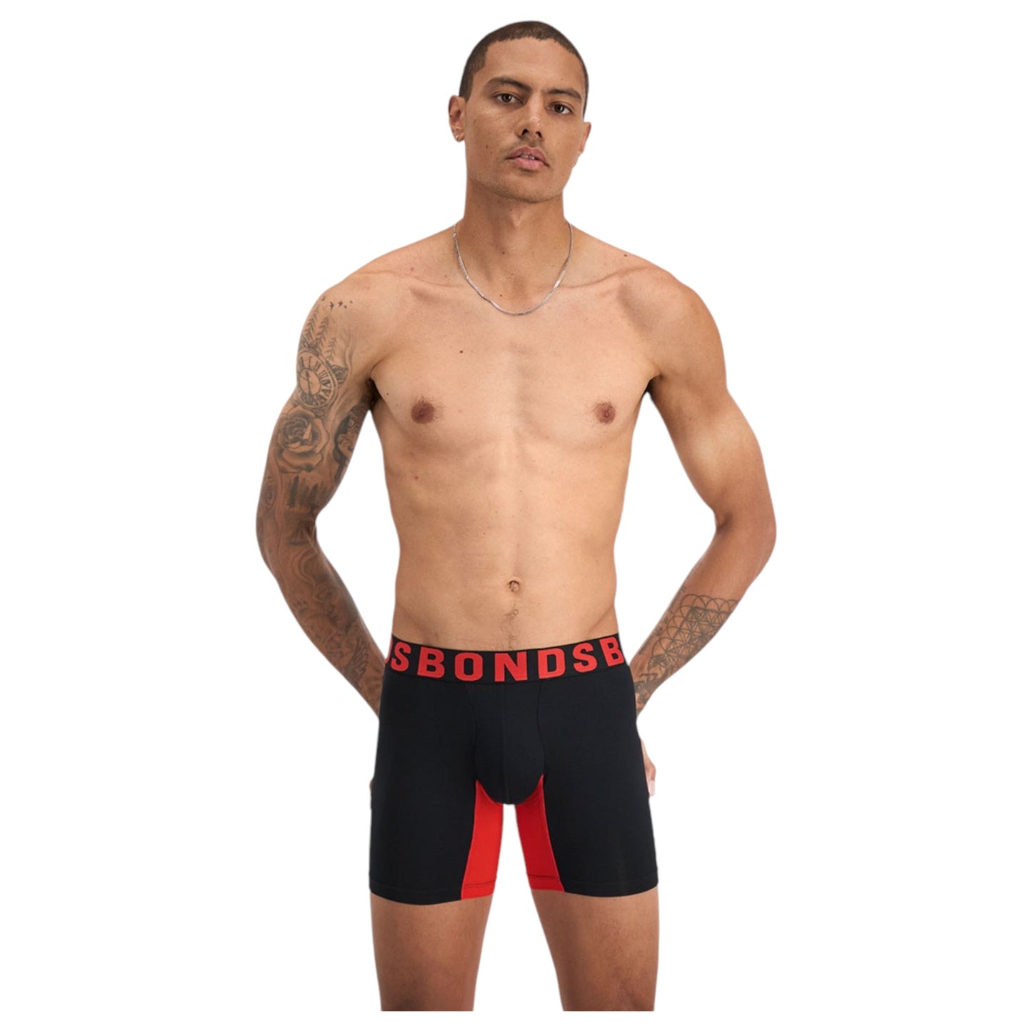 Mens Bonds Chafe Off Trunks Underwear Black/Red