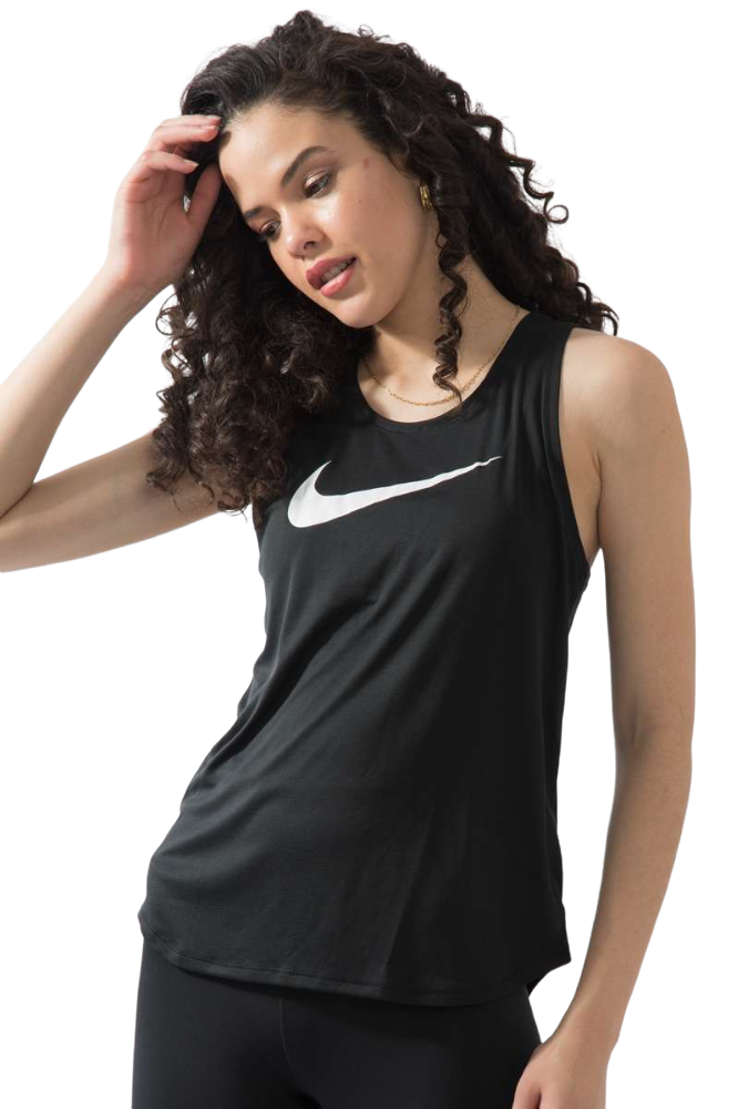 Womens Nike Swoosh Athletic Tank Top Black/White