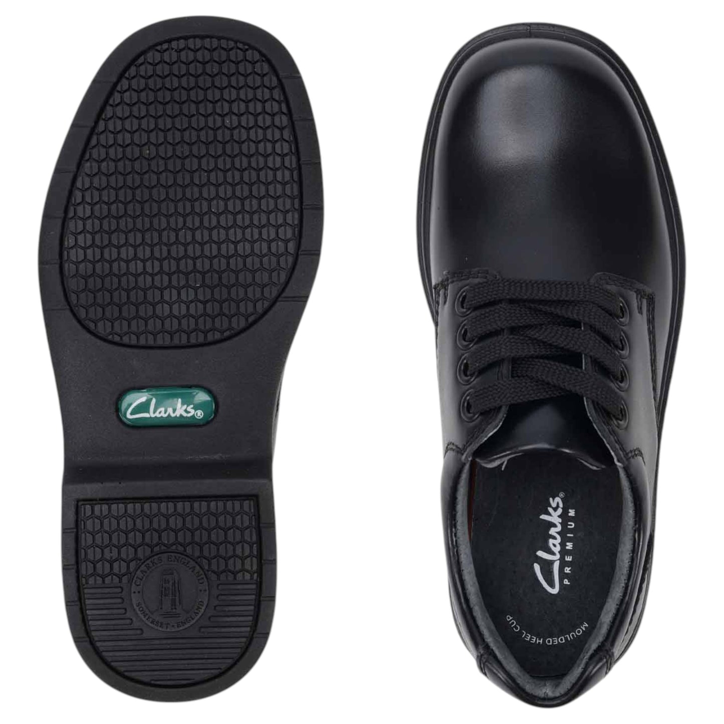 Unisex Kids Clarks Detroit Junior Shoes Black
