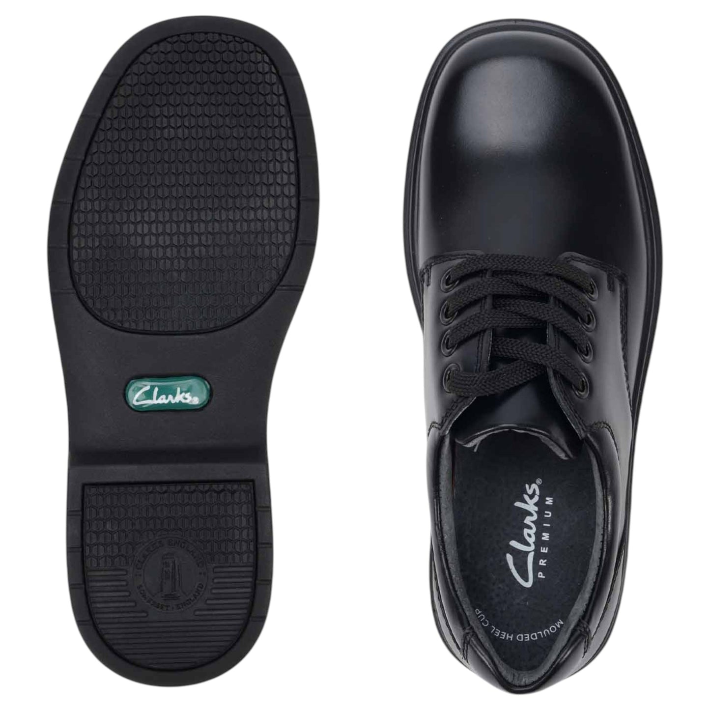 Unisex Kids Clarks Detroit Senior Shoes Black