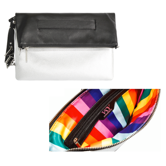 Womens VKY Lourve Clutch Classic Handbag Black/Matt Silver Rainbow