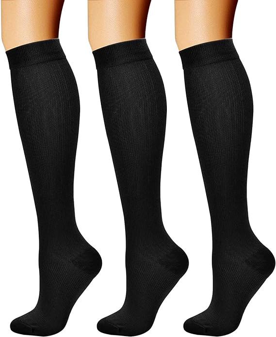 Compression Socks (3 Pairs) 15-20 Mmhg Is Best Athletic & Medical For Men & Women, Running, Flight, Travel, Nurses,Edema