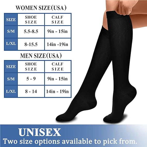 Compression Socks (3 Pairs) 15-20 Mmhg Is Best Athletic & Medical For Men & Women, Running, Flight, Travel, Nurses,Edema