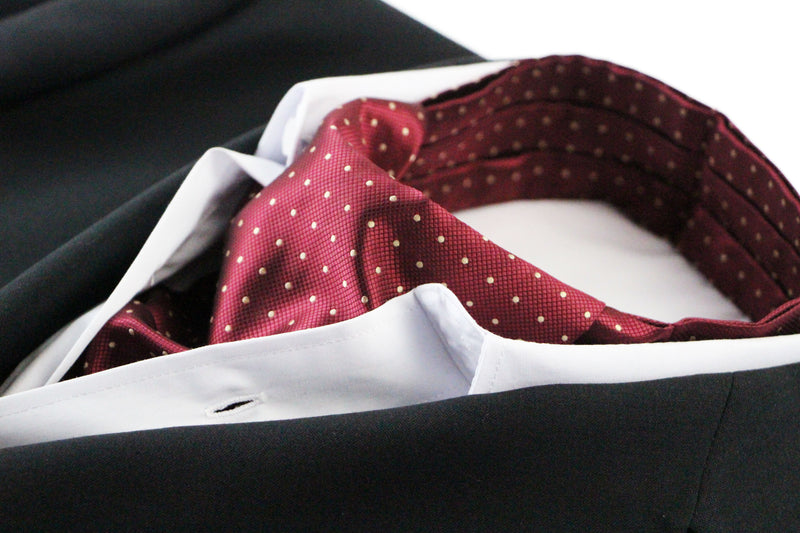 Mens Maroon & Gold Mini Polka Dot Cravat