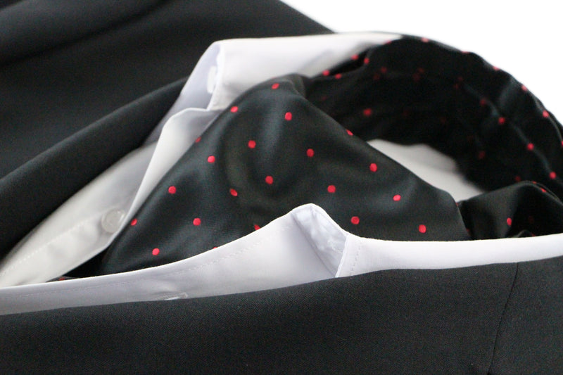 Mens Black & Red Small Polka Dot Cravat