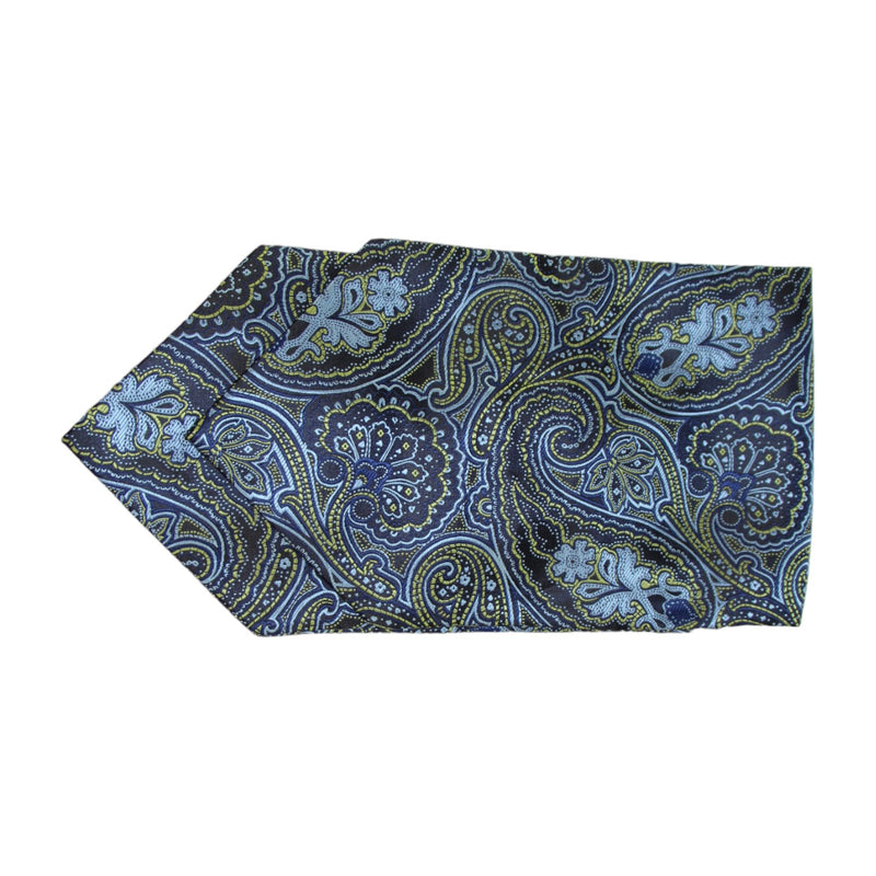 Mens Light Blue, Navy, Lime & Black Paisley Cravat