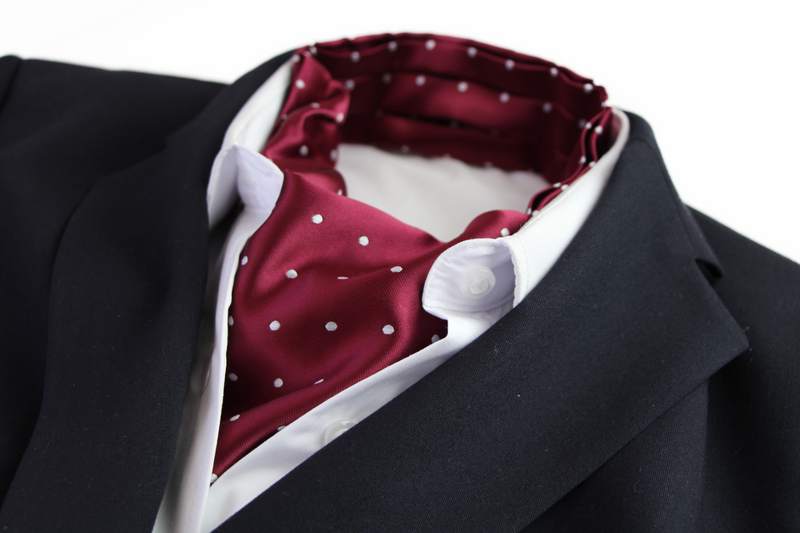 Mens Maroon & White Small Polka Dot Cravat