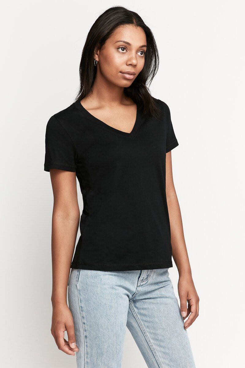 Bonds Womens Originals Light Weight V Tee Cotton Tshirt Black