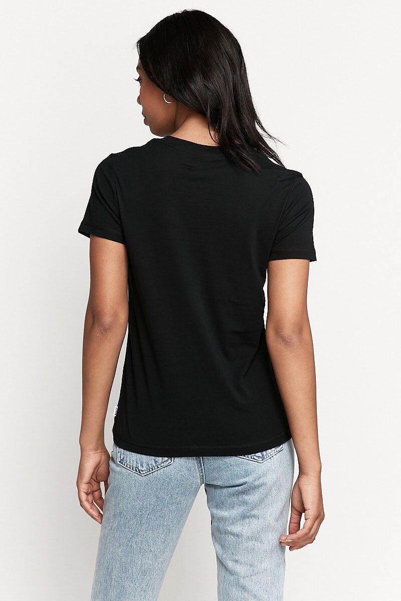 Bonds Womens Originals Light Weight V Tee Cotton Tshirt Black