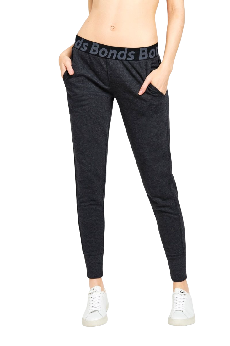 Womens Bonds Essential Logo Trackies Charcoal