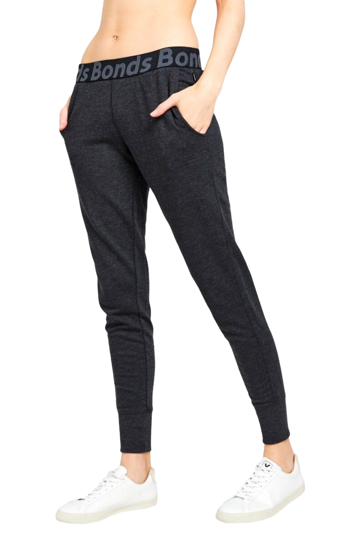 Womens Bonds Essential Logo Trackies Charcoal