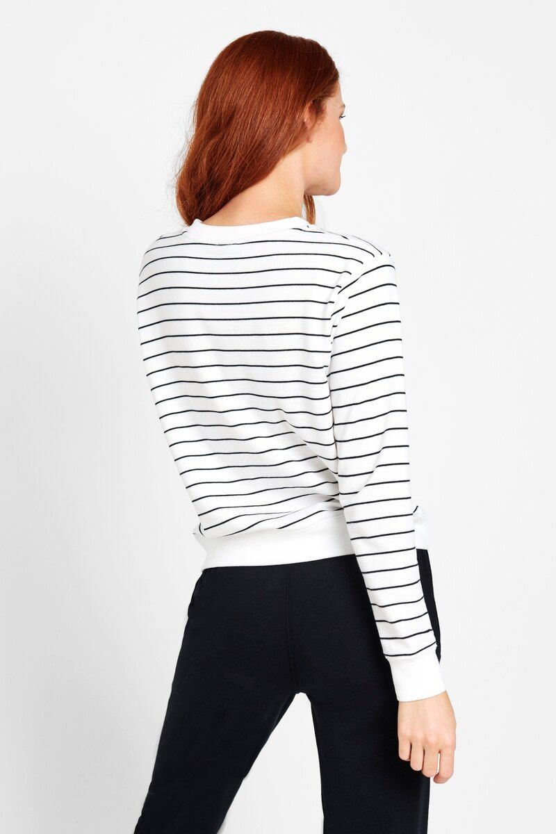 Bonds Womens Essential Stripe Pullover White Black