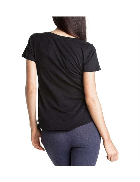 4 x Bonds Womens Scoop Neck Tee T-Shirt Top Cotton Black