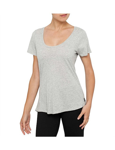 3 x Bonds Womens Scoop Neck Tee T-Shirt Top Cotton Black White Grey