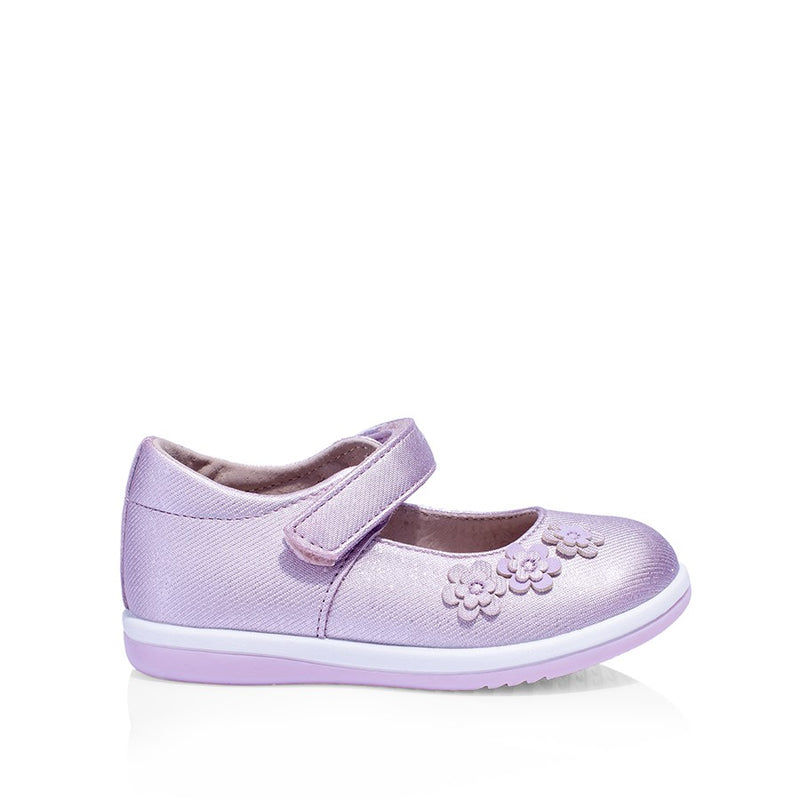 Grosby Daffodil Lilac Toddler Infant Girls Kids Leather Slip On Shoes