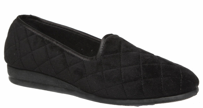 Womens Grosby Dawn Black Comfortable Slippers Ladies Shoes Slip On Flats