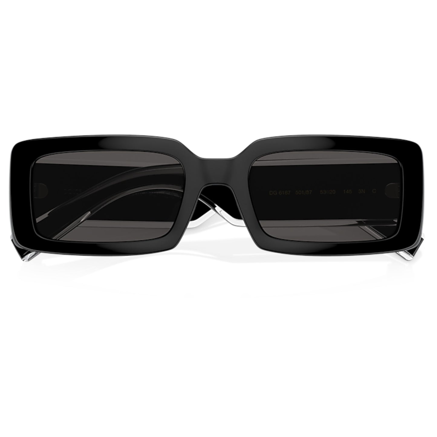 Women Dolce&Gabbana Dg6187 501/87 Black Rectangle Dark Grey Sunglasses