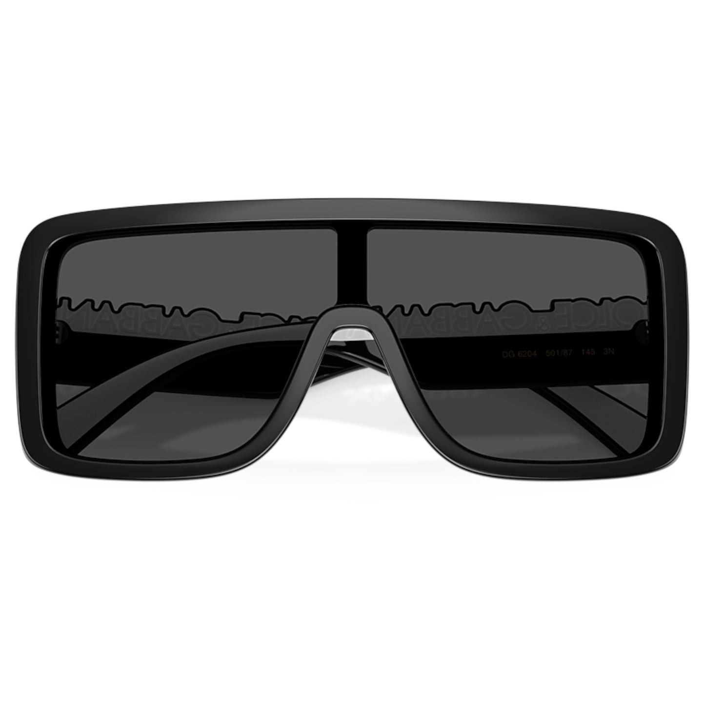 Unisex Dolce & Gabbana Dg6204 501/87 0-134 Black Rectangle Dark Grey Sunglasses