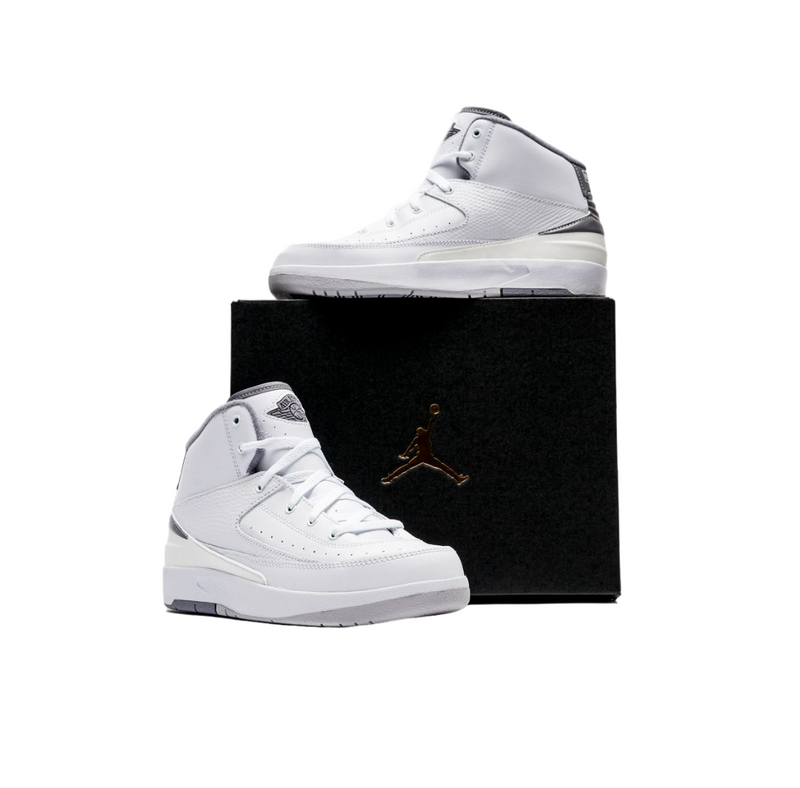 Kids Nike Air Jordan 2 Retro White/ Grey Athletic Shoes