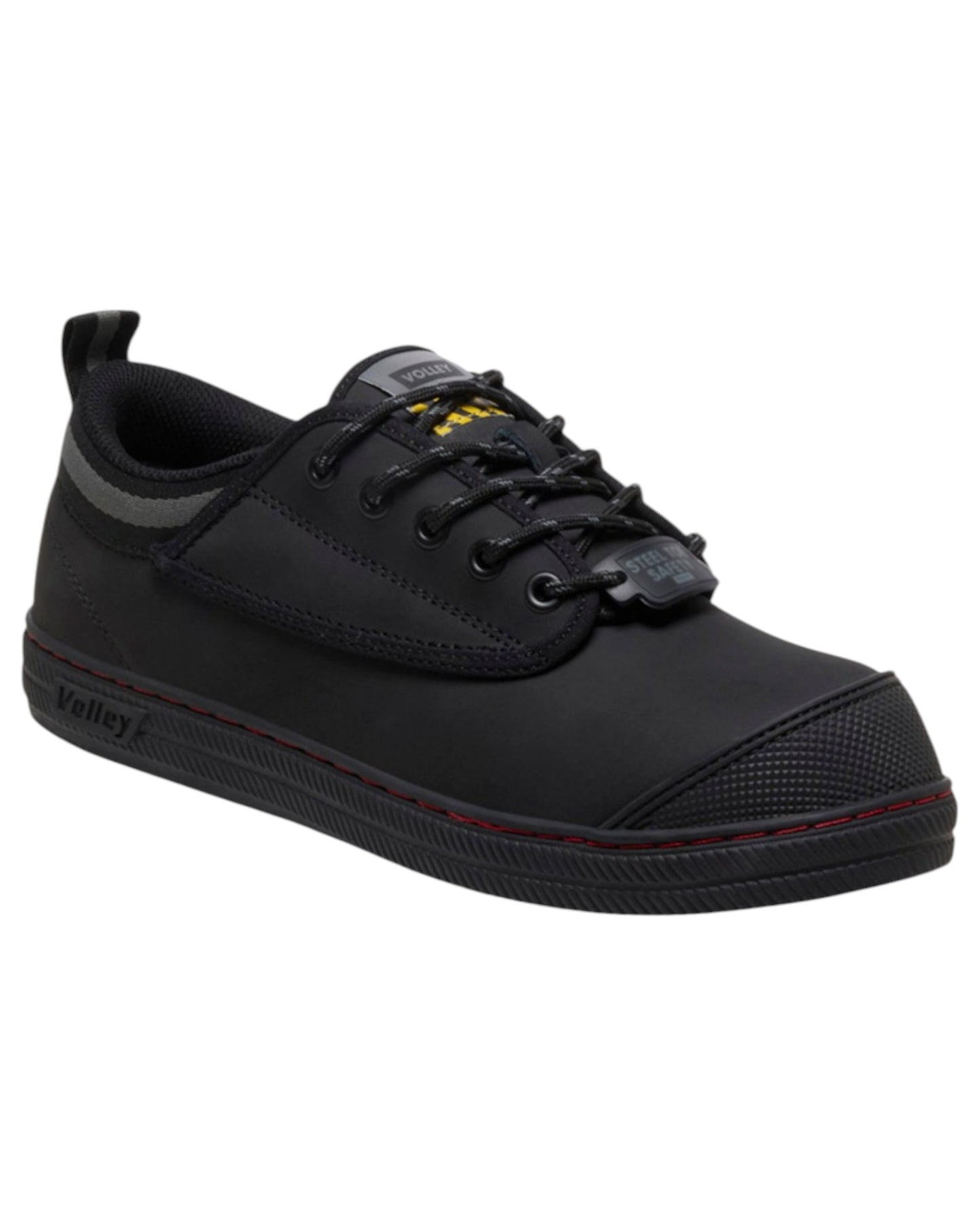 Mens Volley Safety Steel Cap Leather Shoes Black Nubuck