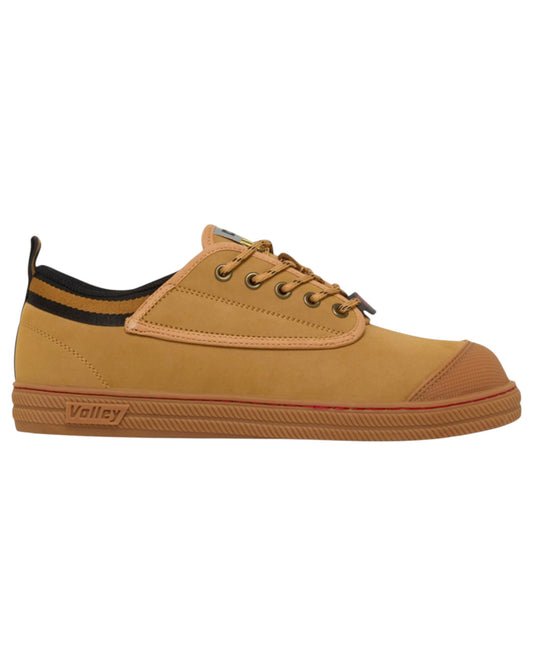 Mens Volley Safety Steel Cap Leather Shoes Tan Nubuck