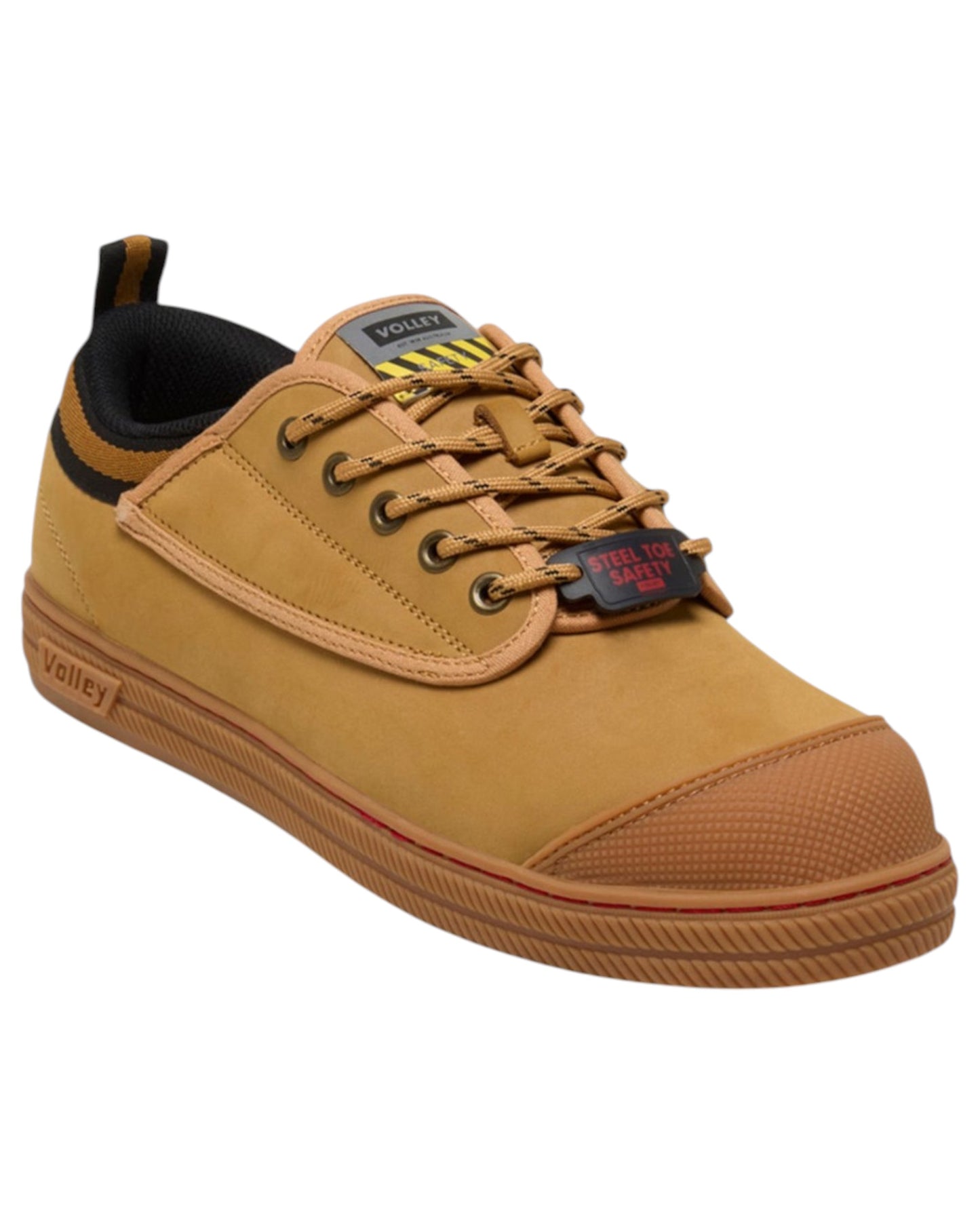 Mens Volley Safety Steel Cap Leather Shoes Tan Nubuck