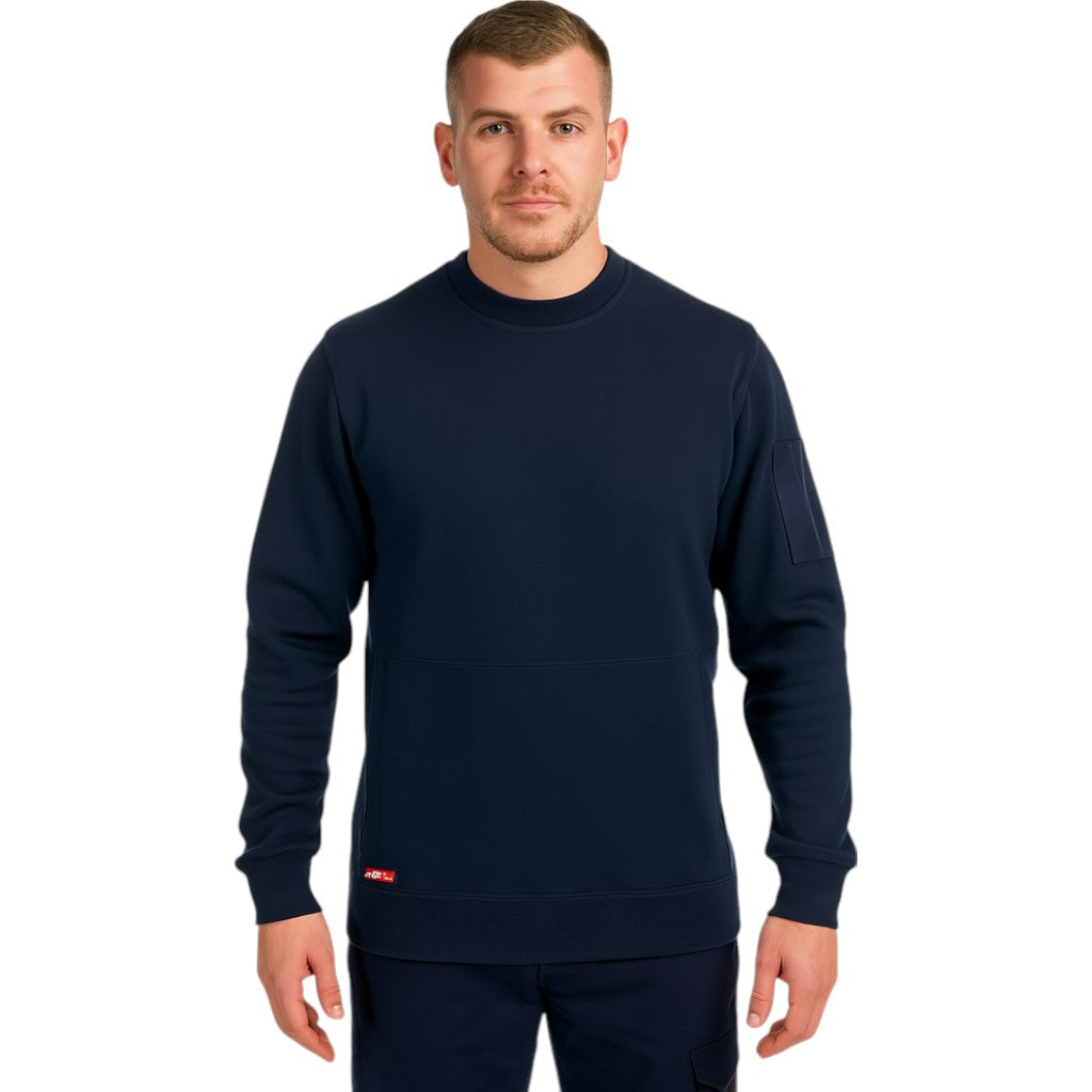 Mens Hard Yakka Crew Neck Fleece Jumper Navy