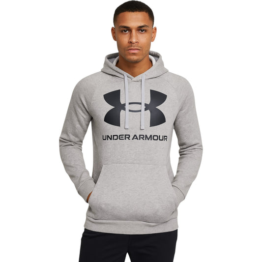 Mens Under Armour Rival Fleece Logo Hoodie Gray / Light Heather / Black