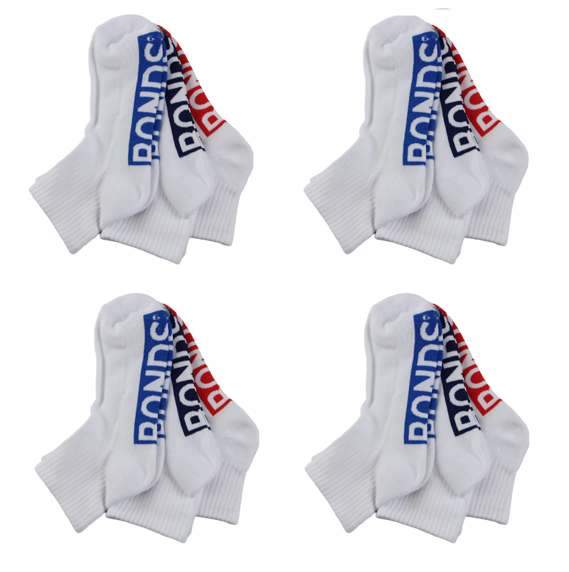 12 Pairs X Mens Bonds Logo Cushioned Quarter Crew Socks