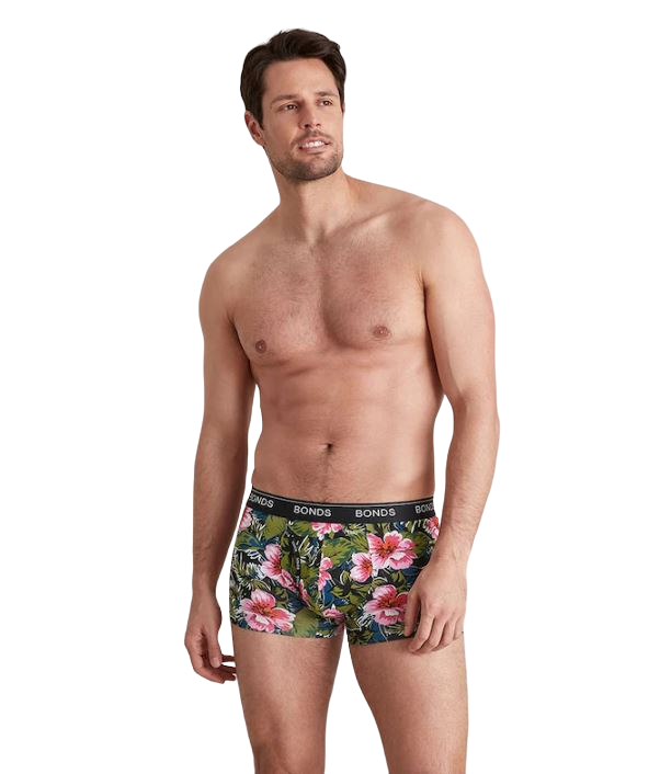 2 Pairs X Mens Bonds Guyfront Trunks Underwear Floral/Black