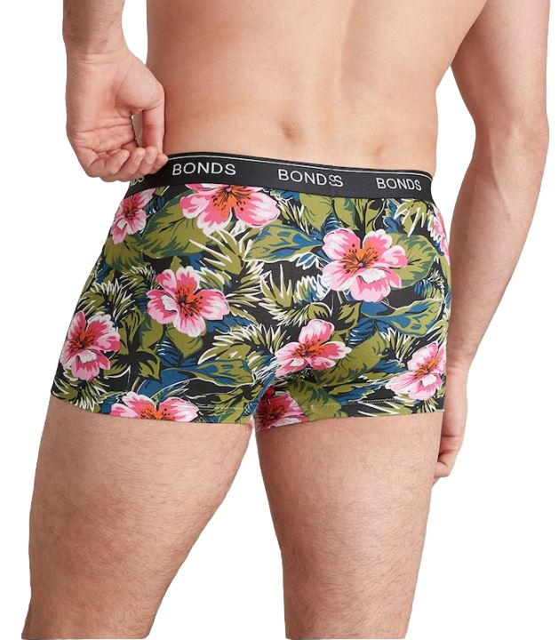 2 Pairs X Mens Bonds Guyfront Trunks Underwear Floral/Black