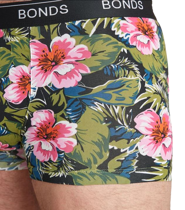 2 Pairs X Mens Bonds Guyfront Trunks Underwear Floral/Black