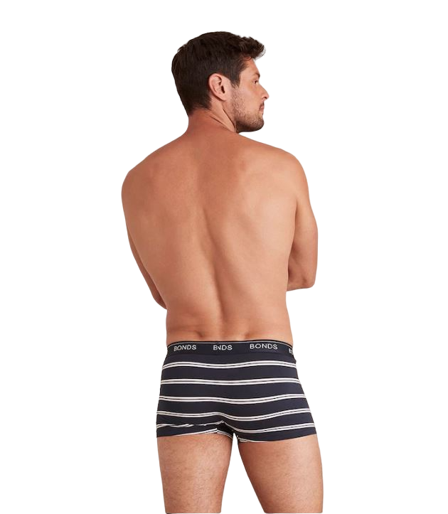 2 Pairs X Mens Bonds Guyfront Trunks Underwear Navy Stripe/Navy