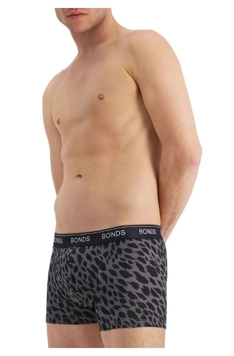 3 x Mens Bonds Guyfront Trunks Underwear Grey Leopard Print
